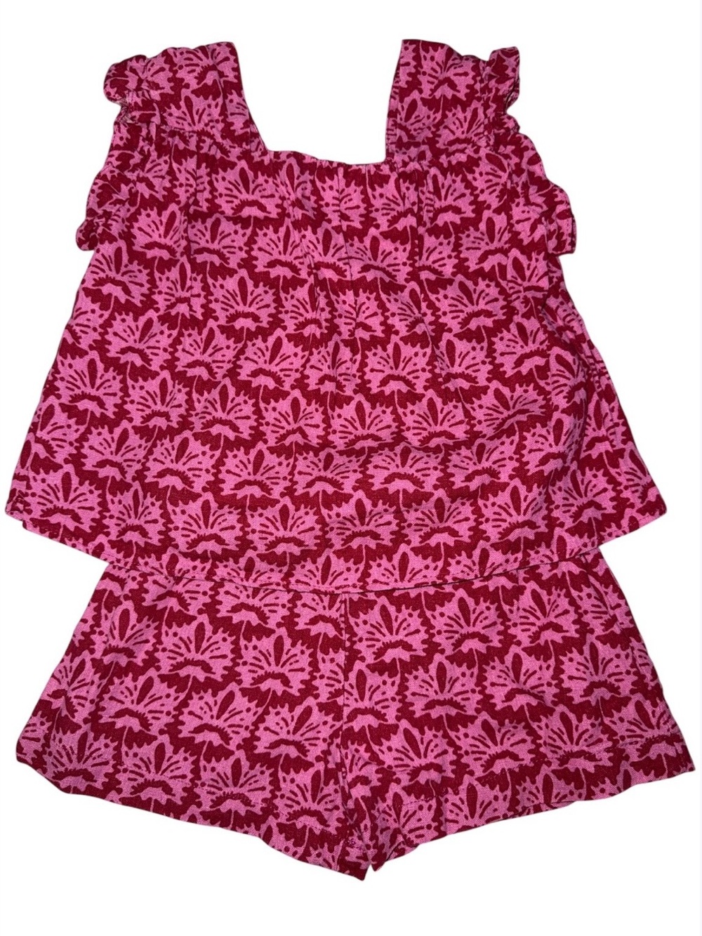 Zara Pink and Dark Pink Floral Print Kids Matching Set